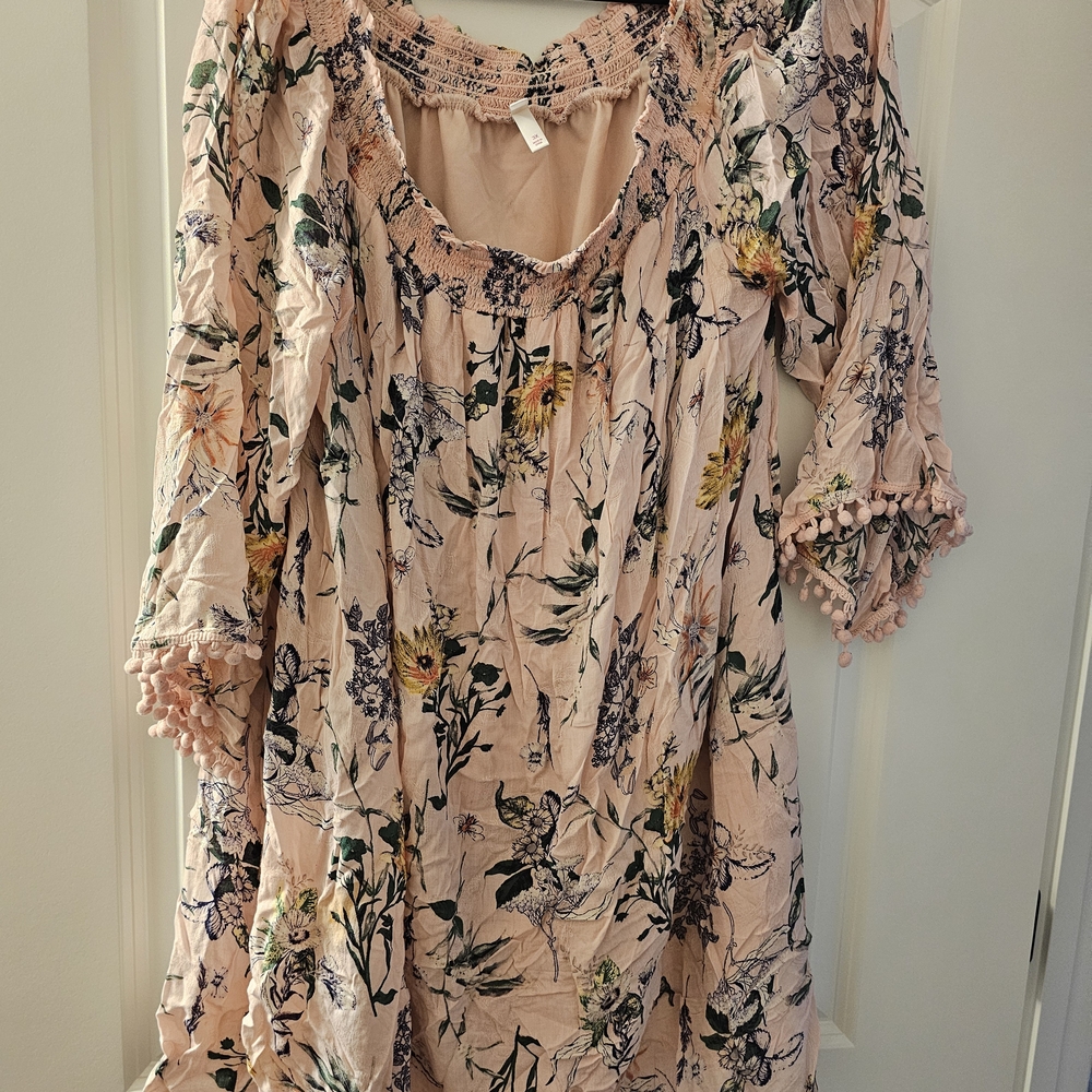 Xhilaration Strapless Floral Dress in Pink and Yellow